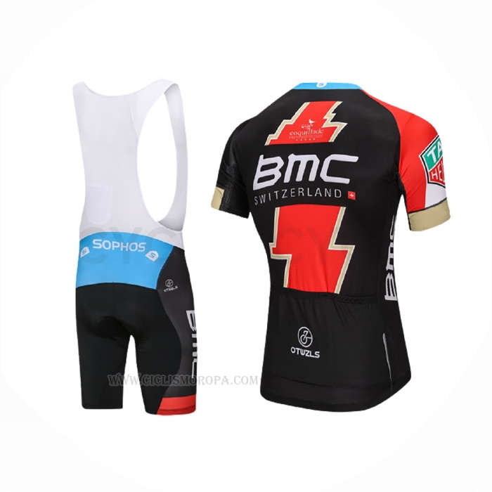 2018 Ropa Ciclismo BMC Negro Rojo Mangas Corta y Culotte Corto